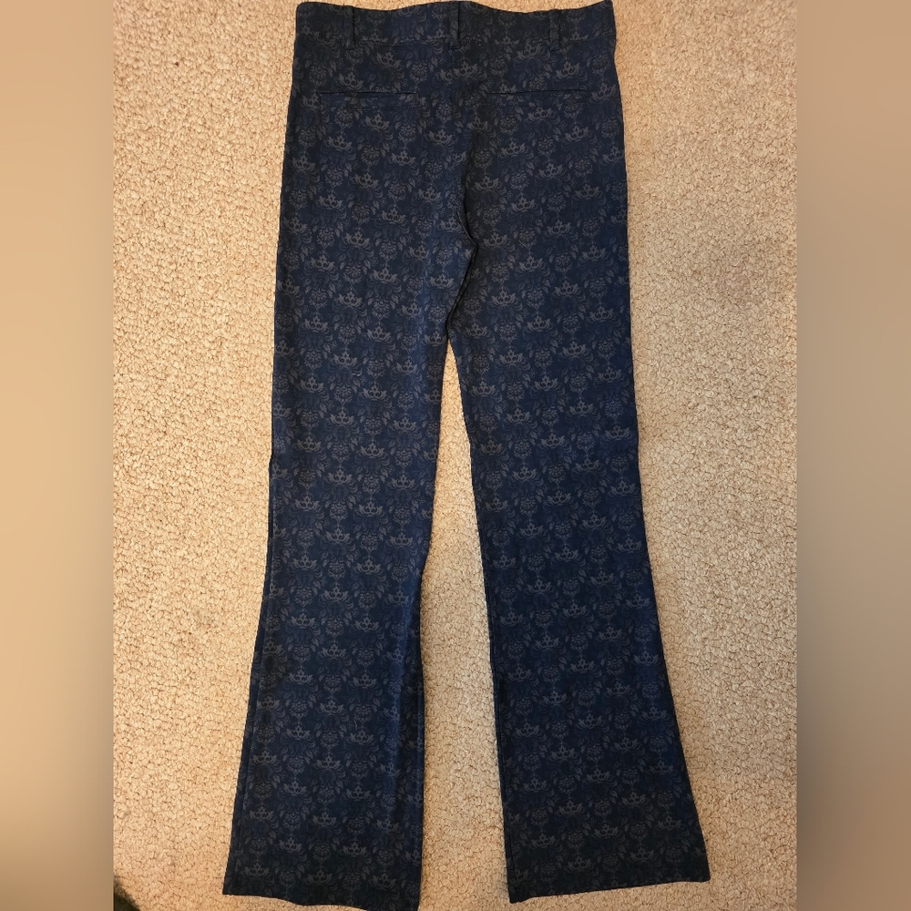 Chic Navy Damask Patterned Bootcut Stretchy Dress… - image 7